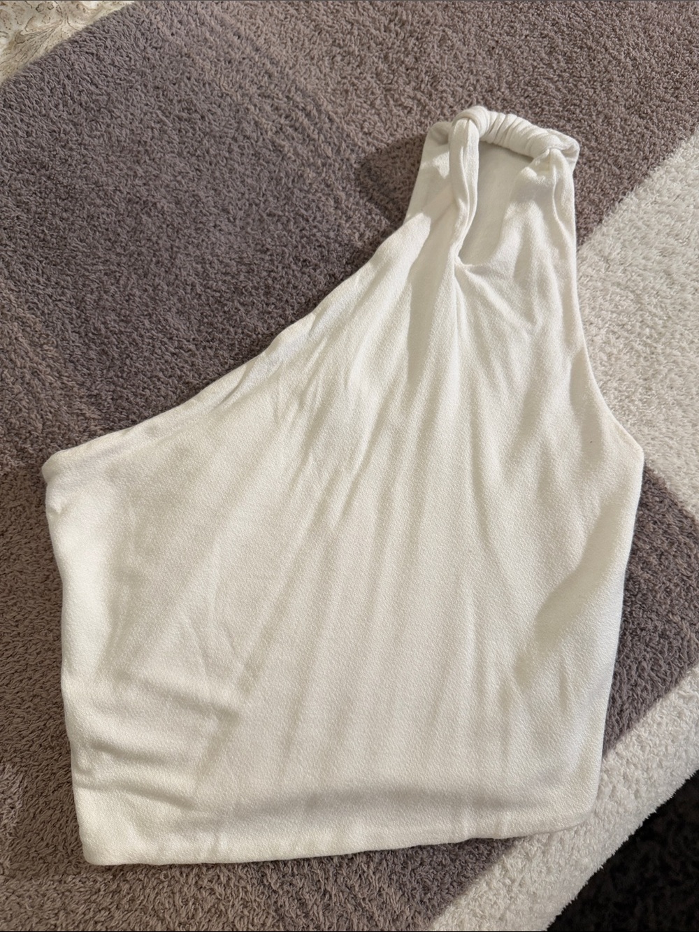NAKED WARDROBE White One-Shoulder Crop Top